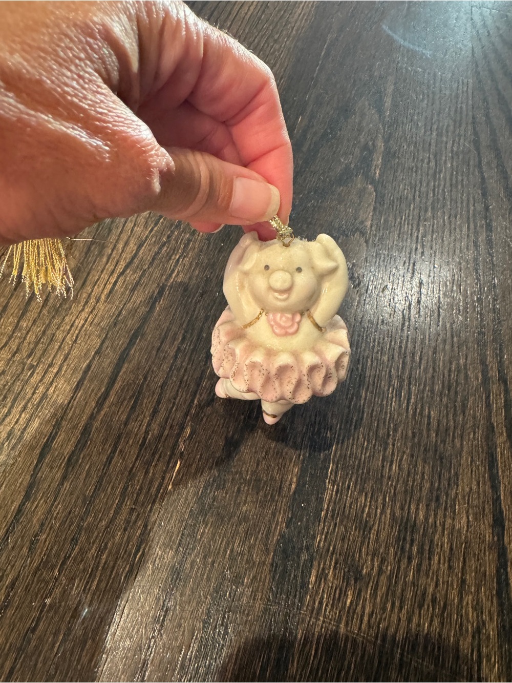 Lenox Pig Pirouette Ballerina Ceramic Ornament with Tassel